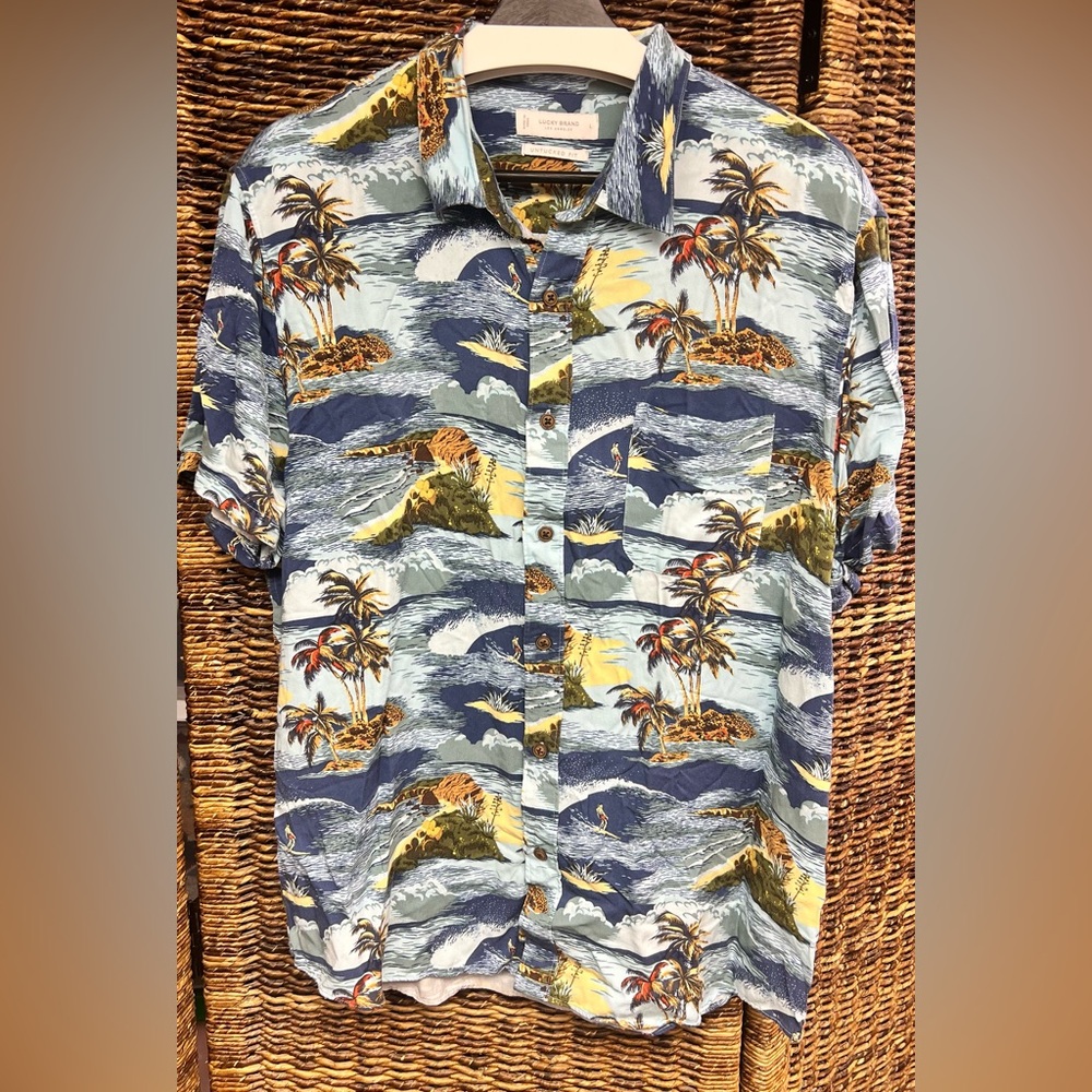 Lucky Brand Island Print Men's Shirt-‎ Size: Large